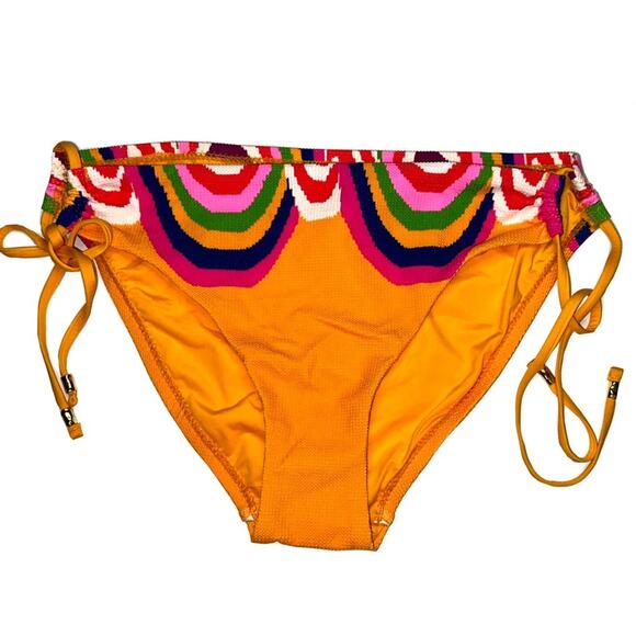 NWT Trina Turk Rainbow Swirl Tie Hipster Bikini Bottom in Mango Orange US12 - Picture 3 of 6